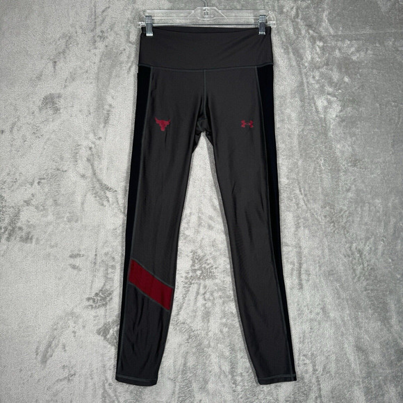 Under Armour Project Rock Pants Women Medium Gray Compression Legging Athleisure - Picture 2 of 9